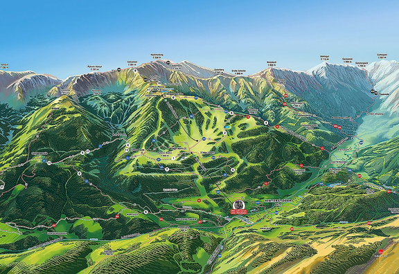 Panoramic map of the Hinterstoder summer mountain region