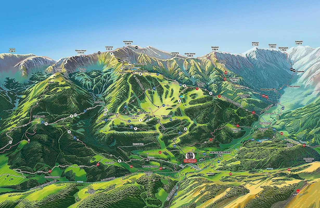 Panoramakarte der Sommerbergregion Hinterstoder