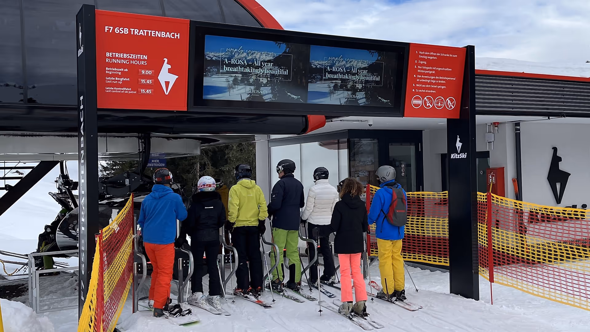 DOOH A-Rosa on a digital signage banner system in the KitzSki ski resort, Kitzbühel