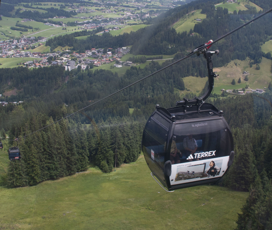 Adidas Terrex gondola branding in the SkiWelt Wilder Kaiser Brixental, Ellmau