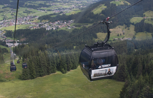 Adidas Terrex gondola branding in the SkiWelt Wilder Kaiser Brixental, Ellmau