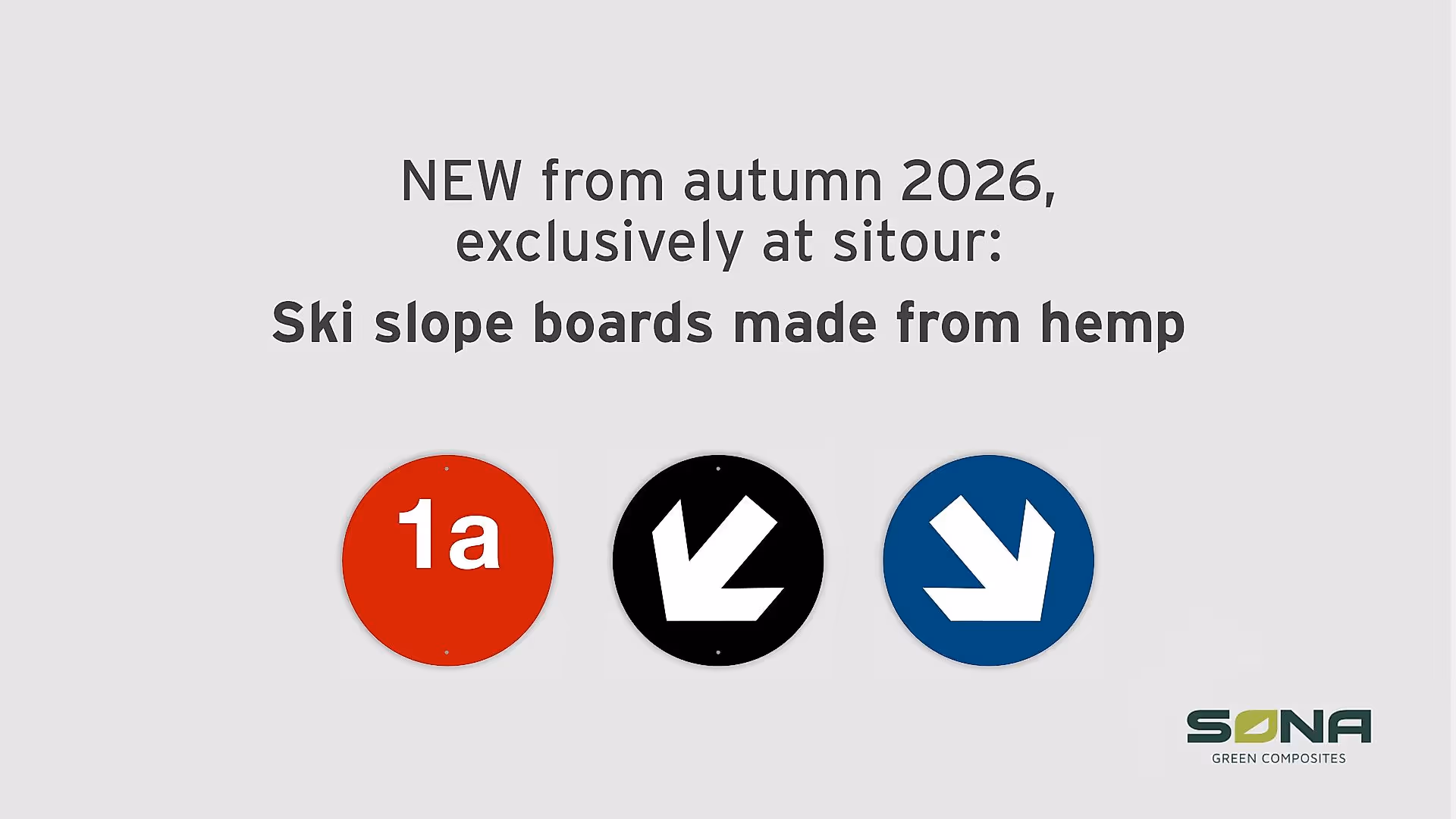 slide from the “Sitour Safety Signage” presentation showing a red ski slope sign and a blue and black edge marker arrow