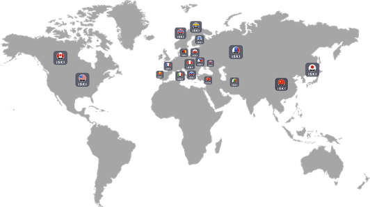 World map with countries where the iSKI app is available.