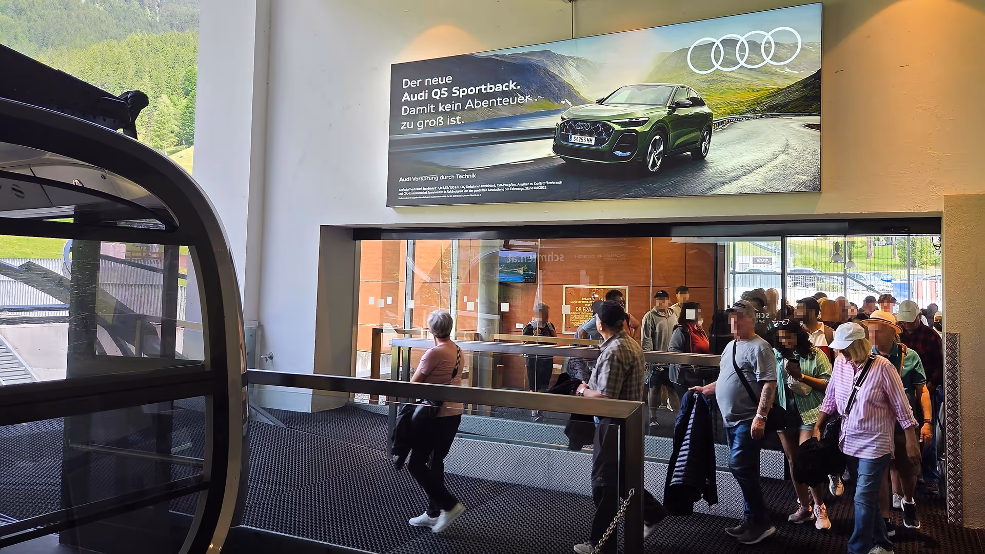 Backlit Outdoor Impact with Audi motif at the valley station of the Schmittenhöhebahn in the ski resort in Zell am See, Salzburg