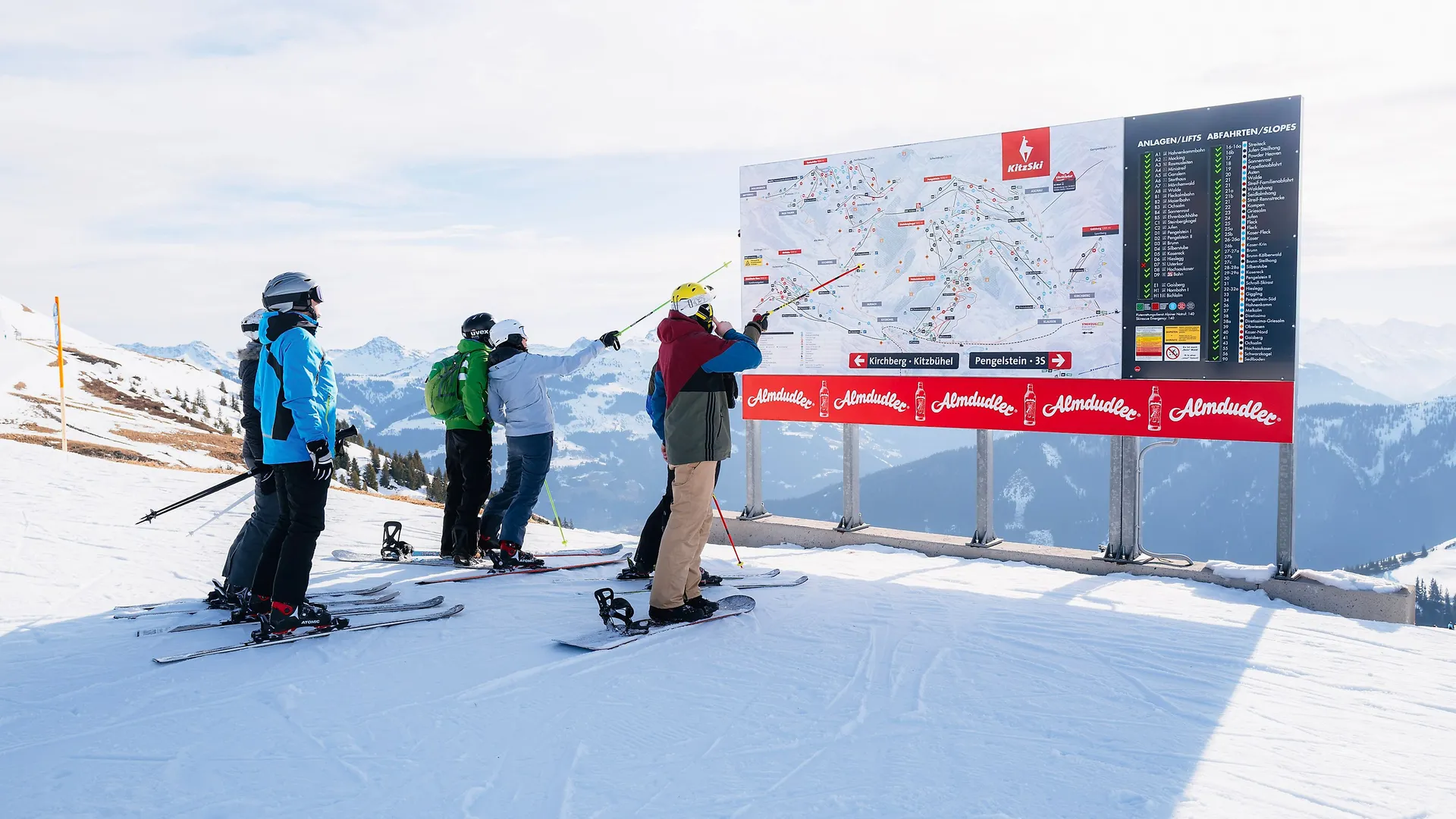 Panorama Info System with winter panorama map and LED legend in the KitzSki ski area, Kitzbühel