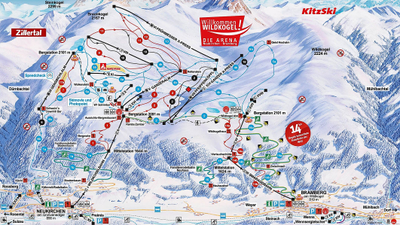 Winter panorama of the Wildkogel Arena ski region, Neukirchen am Großvenediger