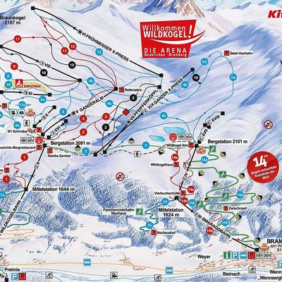 Winter panorama of the Wildkogel Arena ski region, Neukirchen am Großvenediger