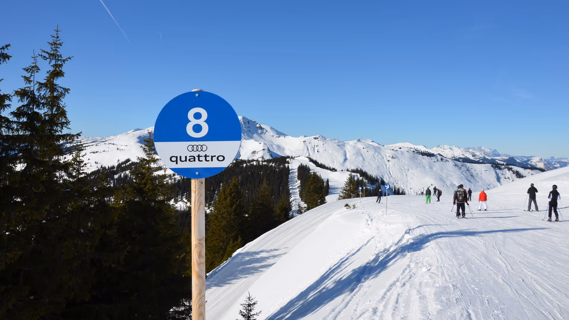 Blue ski slope board in the Schmitten ski area, Zell am See