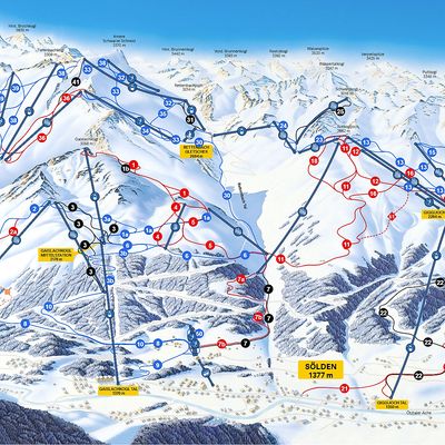 Ski map of the Sölden ski area, Austria
